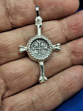 Load image into Gallery viewer, Sterling Silver Unique Cross With Small Atocha Replica Coin Pendant
