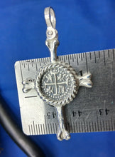 Load image into Gallery viewer, Sterling Silver Unique Cross With Small Atocha Replica Coin Pendant
