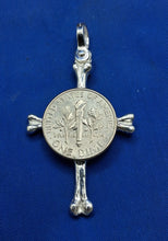 Load image into Gallery viewer, Sterling Silver Unique Cross With Small Atocha Replica Coin Pendant
