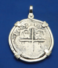 Load image into Gallery viewer, Sterling Silver &quot;4 Reale&quot;  Atocha Reproduction Coin Pirate Coin Pendant
