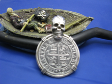 Load image into Gallery viewer, Extra Large Sterling Silver Piece of Eight Pendant with Skull Bail 1.9&quot; x 1.5&quot; (Copy)
