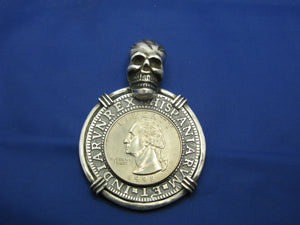 Extra Large Sterling Silver Piece of Eight Pendant with Skull Bail 1.9" x 1.5" (Copy)