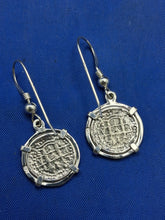 Load image into Gallery viewer, Sterling Small  Atocha Shipwreck Reproduction Coins With French Wire Earrings
