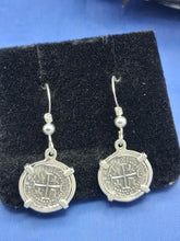 Load image into Gallery viewer, Sterling Small  Atocha Shipwreck Reproduction Coins With French Wire Earrings
