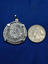 Load image into Gallery viewer, Sterling Silver Atocha Shipwreck Cob Pirate Treasure Coin " 4 Reale" Reproduction Pendant
