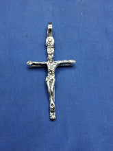 Load image into Gallery viewer, Sterling Silver Unique Artisan Handcrafted wood Design Cross With Jesus Pendant
