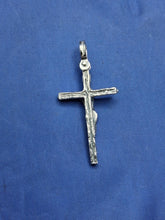 Load image into Gallery viewer, Sterling Silver Unique Artisan Handcrafted wood Design Cross With Jesus Pendant
