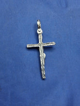 Load image into Gallery viewer, Sterling Silver Unique Artisan Handcrafted wood Design Cross With Jesus Pendant
