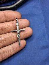 Load image into Gallery viewer, Sterling Silver Unique Artisan Handcrafted wood Design Cross With Jesus Pendant
