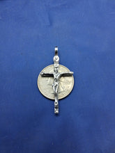 Load image into Gallery viewer, Sterling Silver Unique Artisan Handcrafted wood Design Cross With Jesus Pendant
