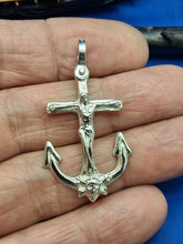 Load image into Gallery viewer, Sterling Silver Memento Mori Anchor Cross with Jesus and Skull Pendant
