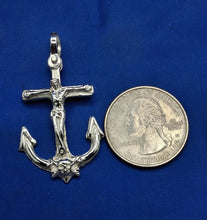 Load image into Gallery viewer, Sterling Silver Memento Mori Anchor Cross with Jesus and Skull Pendant
