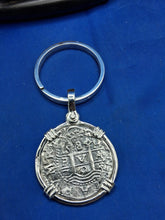 Load image into Gallery viewer, Sterling Silver Atocha Shipwreck 8 Reale Replica Pirate Coin Unique Key Chain
