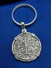 Load image into Gallery viewer, Sterling Silver Atocha Shipwreck 8 Reale Replica Pirate Coin Unique Key Chain
