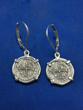 Load image into Gallery viewer, Sterling Silver Small Atocha Shipwreck Reproduction Coins With Lever Backs Earrings

