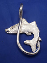 Load image into Gallery viewer, Extra Large Sterling Silver  Men&#39;s Snook &amp; Fish Hook Nautical Pendant
