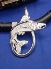 Load image into Gallery viewer, Extra Large Sterling Silver  Men&#39;s Snook &amp; Fish Hook Nautical Pendant
