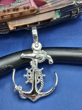 Load image into Gallery viewer, Sterling Silver Unique Anchor With Maritime Wheel and Rope Pendant

