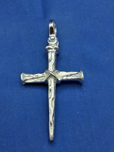 Load image into Gallery viewer, Sterling Silver Unique Artisan Handcrafted Nail Design Cross
