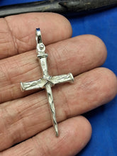 Load image into Gallery viewer, Sterling Silver Unique Artisan Handcrafted Nail Design Cross
