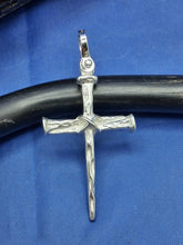 Load image into Gallery viewer, Sterling Silver Unique Artisan Handcrafted Nail Design Cross
