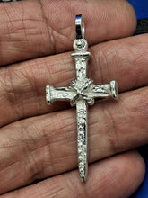 Load image into Gallery viewer, Sterling Silver Unique Artisan Handcrafted Nail with Rope Cross Pendant
