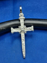 Load image into Gallery viewer, Sterling Silver Unique Artisan Handcrafted Nail with Rope Cross Pendant
