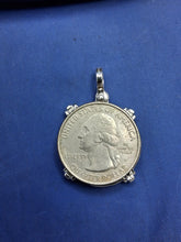 Load image into Gallery viewer, Sterling Silver 2 Reale Replica Atocha Shipwreck Pirate Coin Pendant with Emeralds on Bezel
