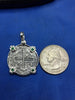 Sterling Silver 2 Reale Replica Atocha Shipwreck Pirate Coin Pendant with Emeralds on Bezel