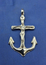 Load image into Gallery viewer, Sterling Silver Cross Anchor With Jesus Pendant
