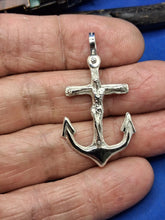 Load image into Gallery viewer, Sterling Silver Cross Anchor With Jesus Pendant
