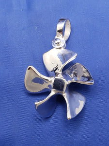 Men's Sterling Silver 5 Wing Curved Boat Propeller Pendant with Shackle Bail