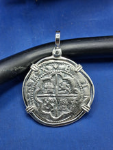 Load image into Gallery viewer, Sterling Silver Atocha Treasure Replica Pirate Coin Spanish Cob Pendant
