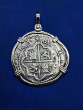 Load image into Gallery viewer, Sterling Silver Atocha Treasure Replica Pirate Coin Spanish Cob Pendant
