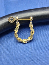 Load image into Gallery viewer, 18kt Yellow Gold Single Rope Twisted Pirate Shackle Earring Hoop with Threaded Screw Post
