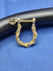 18kt Yellow Gold Single Rope Twisted Pirate Shackle Earring Hoop with Threaded Screw Post