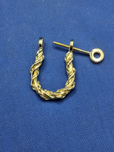 Load image into Gallery viewer, 18kt Yellow Gold Single Rope Twisted Pirate Shackle Earring Hoop with Threaded Screw Post
