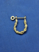 Load image into Gallery viewer, 18kt Yellow Gold Single Rope Twisted Pirate Shackle Earring Hoop with Threaded Screw Post
