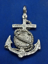 Load image into Gallery viewer, Sterling Silver Anchor With Rope Small Reproduction Atocha Shipwreck Coin Pendant.
