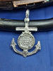 Sterling Silver Anchor With Skull and Bones Small Reproduction Atocha Shipwreck Coin Pendant.