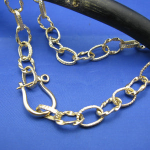 14k Yellow Gold Money Chain Inspired Anklet with Shackle Latch