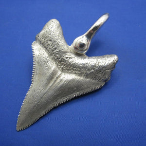 Giant Oversized Men's Solid Sterling Silver Shark Tooth Pendant 2.5 x 1.5"
