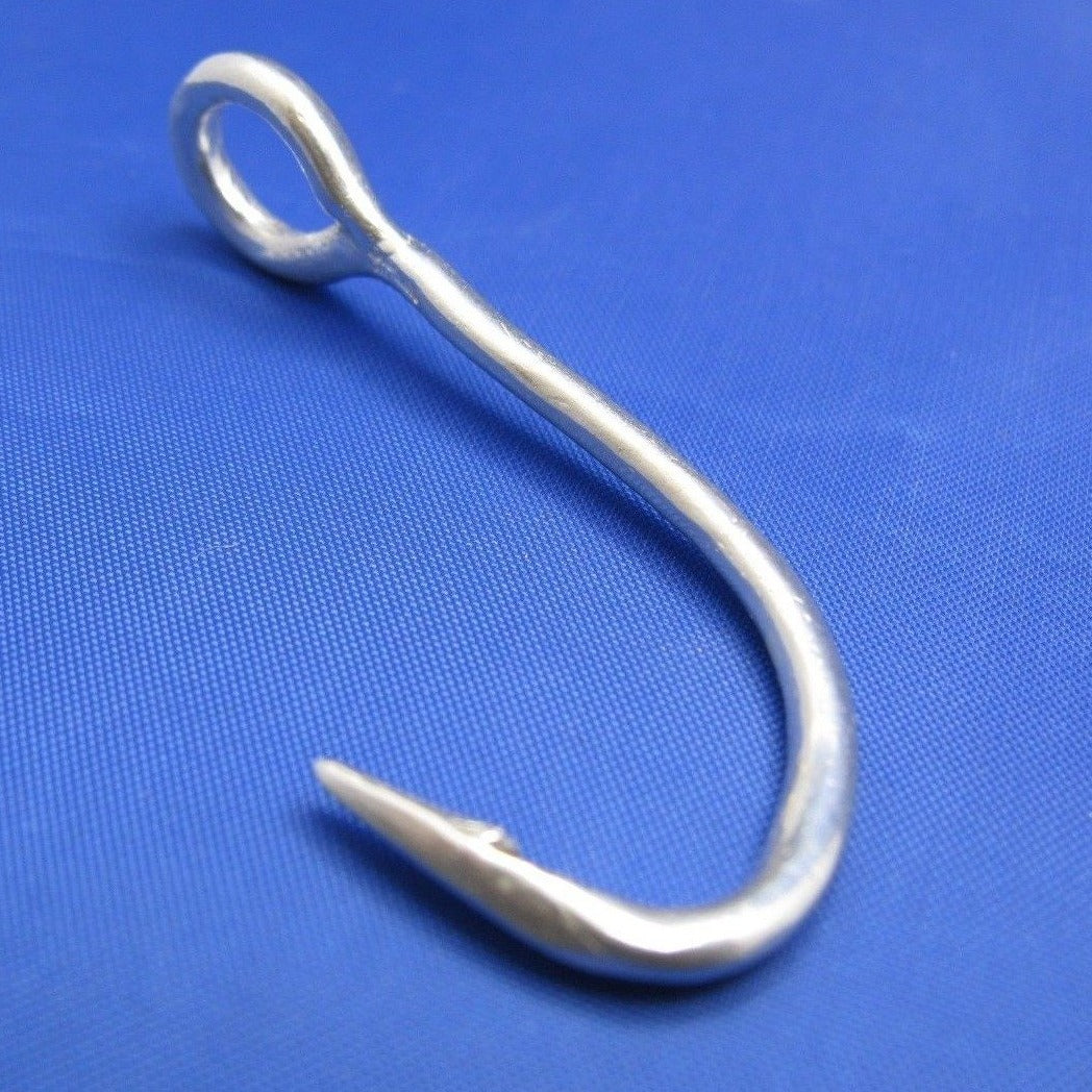 Medium Sterling Silver Nautical Fish Hook Pendant