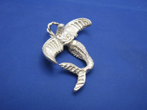 Sterling Silver Hybrid Mermaid Angel Pendant in Sterling Silver with Halo Bail