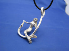 Load image into Gallery viewer, Sterling Silver Mermaid Sitting and Holding Fishermen&#39;s Fish Hook
