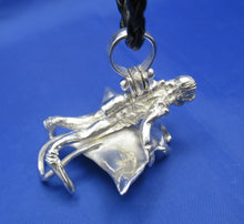Load image into Gallery viewer, Crazy Unique Large Custom Sterling Silver Men&#39;s Nautical Diver Riding Manta Ray Pendant
