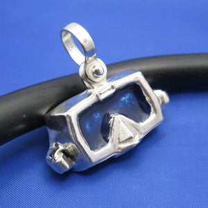 Large Scuba Diver Mask Goggles Pendant in Sterling Silver