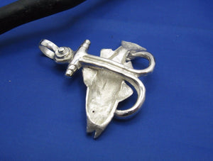 Sterling Silver Large Nautical Anchor Shaped Double Fish Hook with Snook Pendant