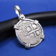 Load image into Gallery viewer, Sterling Silver Small &quot;1 Reale&quot; Pirate Cob Doubloon Coin Replica
