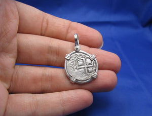 Sterling Silver Small "1 Reale" Pirate Cob Doubloon Coin Replica